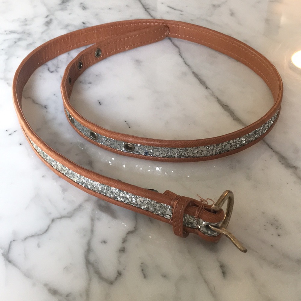Jcrew belt with leather and silver sparkles